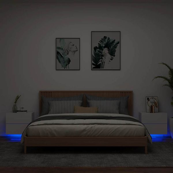 vidaXL Nástenné nočné skrinky s LED osvetlením 2 ks biele
