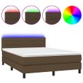 vidaXL Posteľ boxsping s matracom a LED tmavohnedá 140x190 cm látka