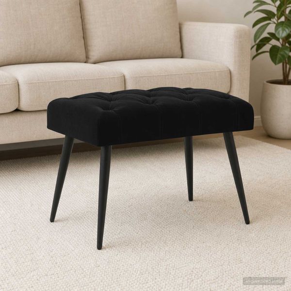 vidaXL Lavica s gombíkovým prešívaním Čierna 60 x 40 x 45 cm Zamat