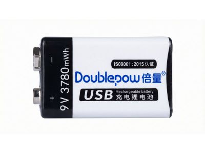 Nabíjacia batéria 9V 420mAh Doblepow 6F22, Li-ion, napájanie USB-C