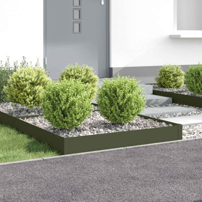 vidaXL Obrubník trávnika 4 ks 100 x 100 x 20 cm Oceľ Olivovo zelená