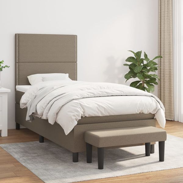 vidaXL Posteľný rám boxsping s matracom sivohnedý 80x200 cm látka