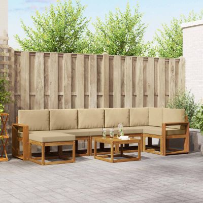 vidaXL Záhradná súprava gaučov s vankúšom 8 pcs Prírodná a béžová