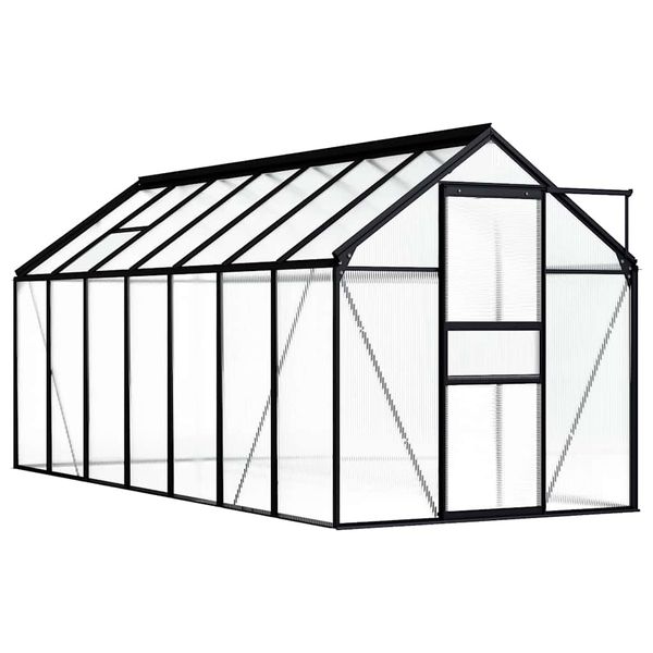 vidaXL Skleník, antracitový, hliník 8,17 m²