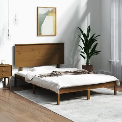 vidaXL Posteľný rám medovo-hnedý borovicový masív 140x190 cm