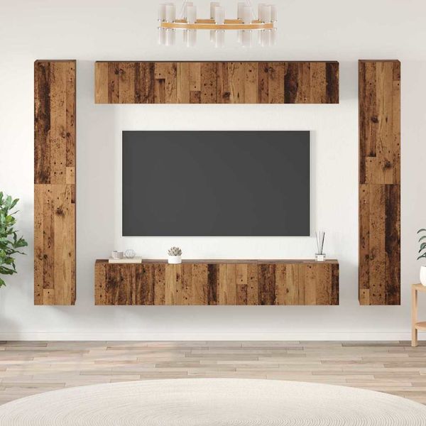 vidaXL Zostava TV skriniek 10 pcs Staré drevo Kompozitné drevo