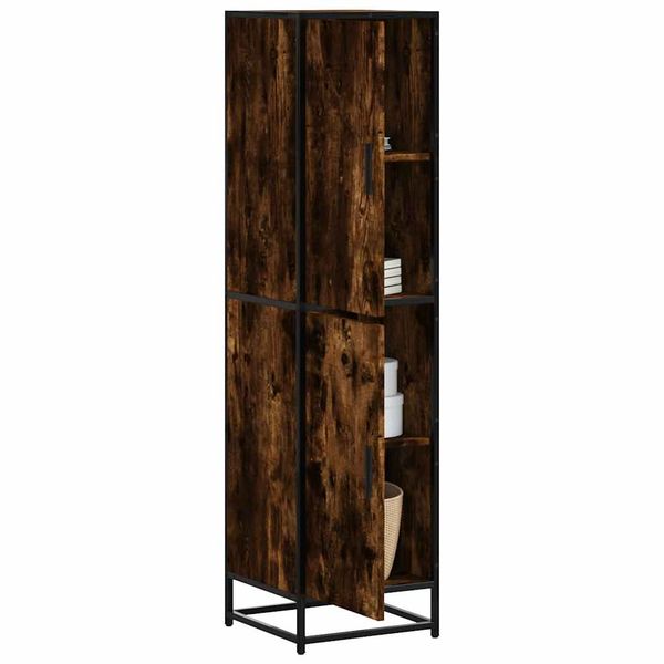 vidaXL Vysoká skrinka dymový dub 35,5x35x139 cm kompozitné drevo+kov