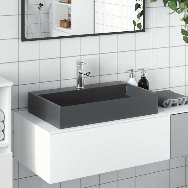 vidaXL Umývadlo minerálny/mramorový odliatok 60x38x11cm antracitové