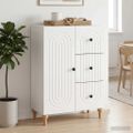vidaXL Servírovacia skriňa Biela s vysokým leskom 66 x 34,5 x 90 cm