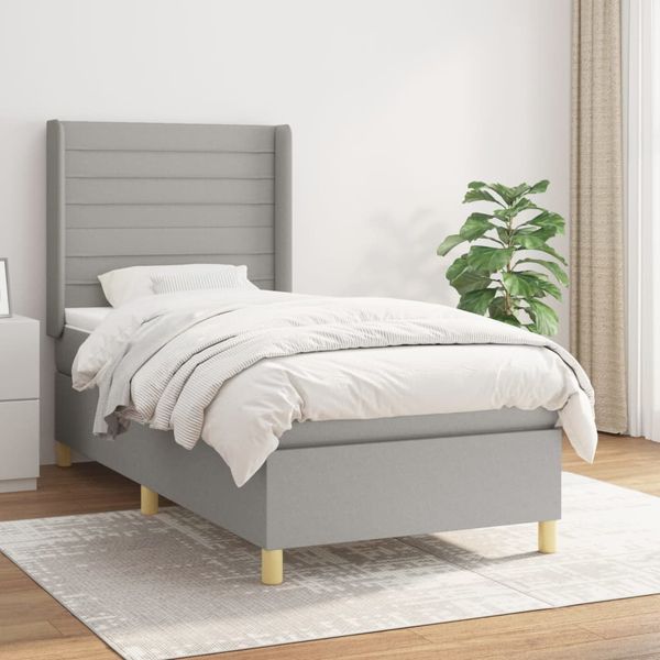 vidaXL Posteľný rám boxsping s matracom bledosivý 80x200 cm látka