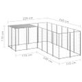 vidaXL Koterec pre psy strieborný 4,84 m² oceľ