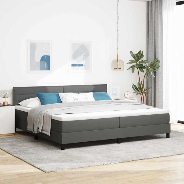 vidaXL Posteľ s pružinovým rámom Tmavo šedá 200 x 200 cm látka