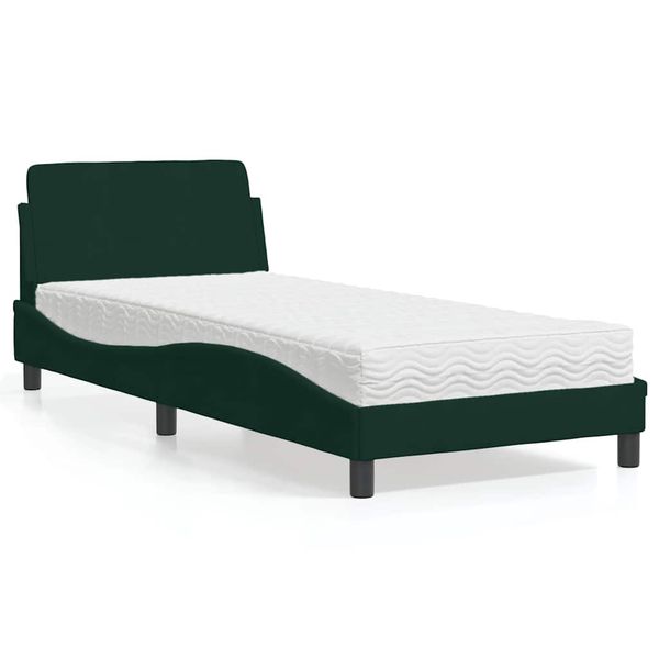 vidaXL Posteľ s matracom Dover tmavozelený 90x200 cm zamat