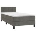 vidaXL Posteľný rám boxspring s matracom tmavosivý 90x200 cm zamat