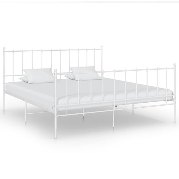 vidaXL Posteľný rám biely kovový 200x200 cm
