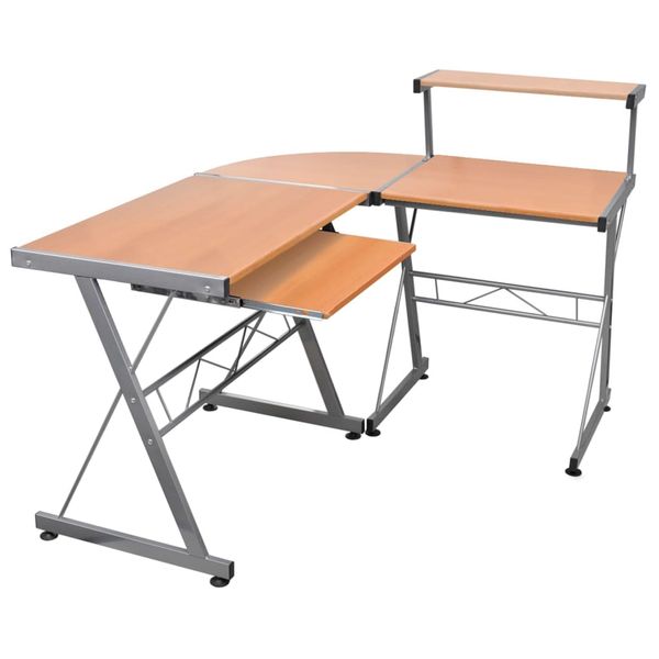 vidaXL Rohový počítačový stôl hnedý 132x112x99 cm spracované drevo