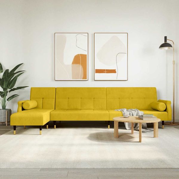 vidaXL Pohovka v tvare L žltá 271x140x70 cm zamat