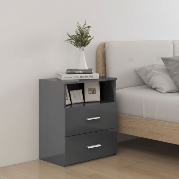 vidaXL Nočné stolíky 2 ks lesklé sivé 50x32x60 cm
