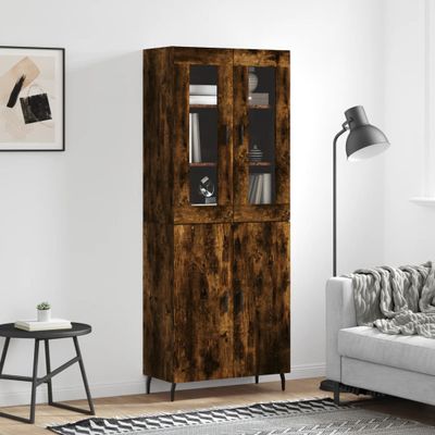 vidaXL Vysoká skrinka dymový dub 69,5x34x180 cm spracované drevo