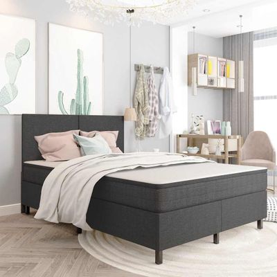 vidaXL Rám na boxspring posteľ, sivý, látka 140x200 cm
