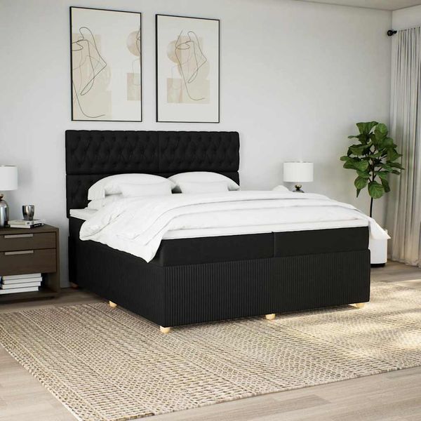 vidaXL Boxspring posteľ s matracom čierna 200x200 cm látka
