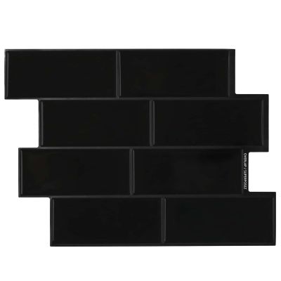 vidaXL Subway dlažba 10 pcs Čierna 29 x 21 cm Polyuretán a PET