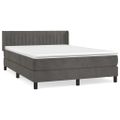 vidaXL Posteľný rám boxspring s matracom tmavosivý 140x190 cm zamat
