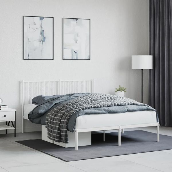 vidaXL Kovový rám postele s čelom biely 140x200 cm