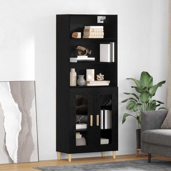vidaXL Highboard Čierny dub 69,5 x 32,5 x 180 cm Kompozitné drevo