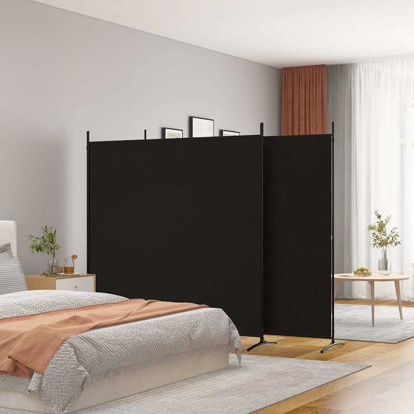 vidaXL 3-panelový paraván čierny 525x180 cm látkový