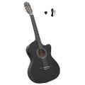 vidaXL Folková klasická gitara s výrezom, ekvalizér, 6 strún, čierna