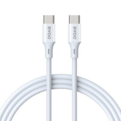 Kábel BWOO USB-C - USB-C 2m 60W ABS + TPE biely