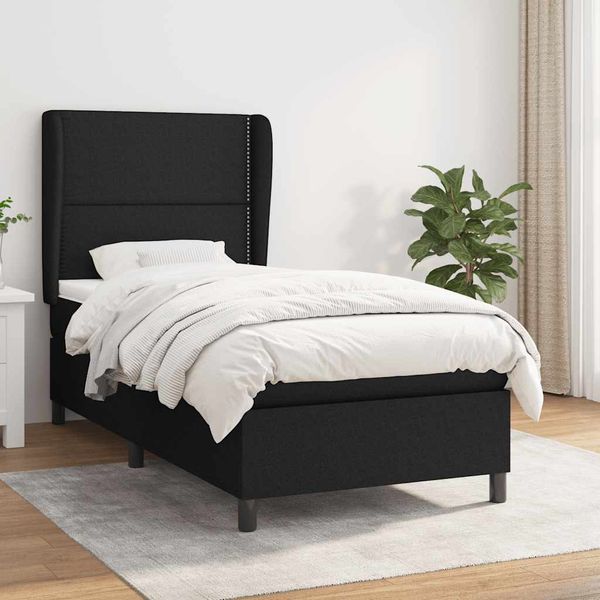 vidaXL Boxspring posteľ s matracom čierna 100x200 cm látka