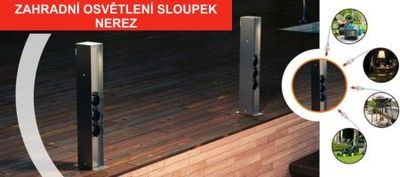 MCJ Záhradné nerezové svietidlo LED stĺpik + 2 zásuvky, v. 40 cm, IP44 MCJ Zahradné nerezové svítidlo LED sloupek + 2 zásuvky, v. 40 cm, IP44