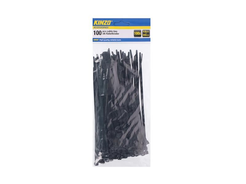 Pásik stahovací KINZO 200x4.8mm 100ks čierny