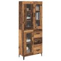 vidaXL Highboard Staré drevo 69,5 x 34 x 180 cm Kompozitné drevo