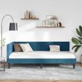 vidaXL Rohový rám postele s čelnou doskou Modrá 100 cm x 200 cm Zamat