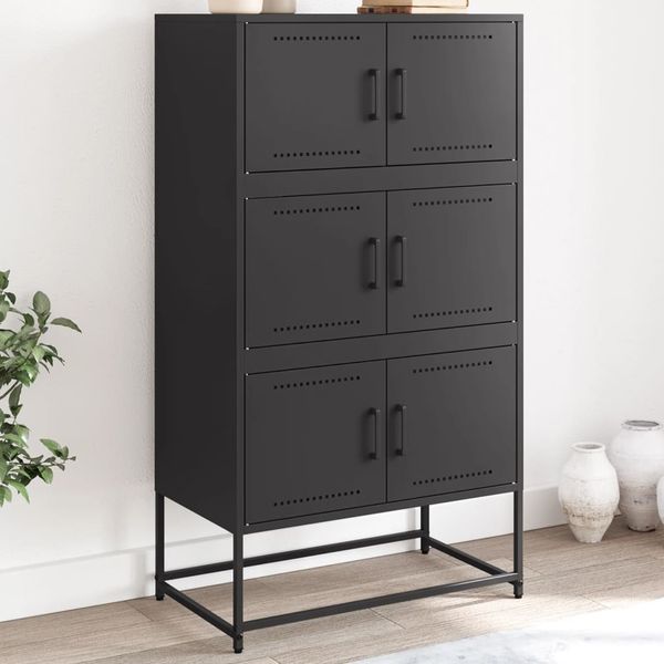 vidaXL Komoda čierna 68,5x38,5x123,5 cm oceľ