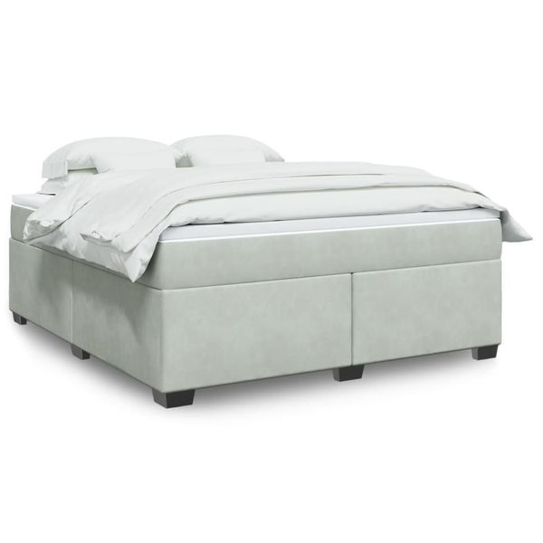 vidaXL Posteľný rám boxsping s matracom bledosivý 180x200 cm zamat