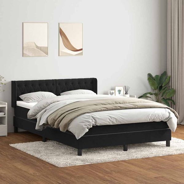 vidaXL Posteľný rám boxspring s matracom čierny 160x210 cm zamat