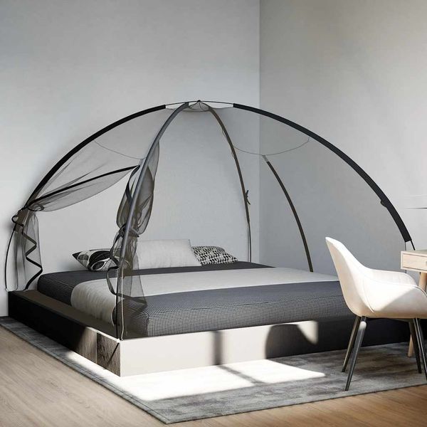 vidaXL Moskytiéra jurta s dverami 220 čierna 200x200x135 cm
