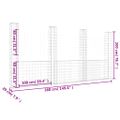 vidaXL Železný gabiónový kôš v tvare U so 4 stĺpmi 380x20x200 cm