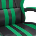 vidaXL Otočná herná stolička s podnožkou čierna a zelená umelá koža