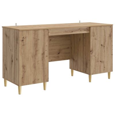 vidaXL Stôl s poličkou Dub artisan 142,5 x 50 x 75 cm Kompozitné drevo