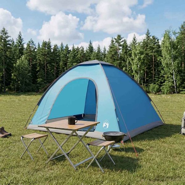 vidaXL Kempingový stan 4-miestny Modrá 185T polyester s PU náterom