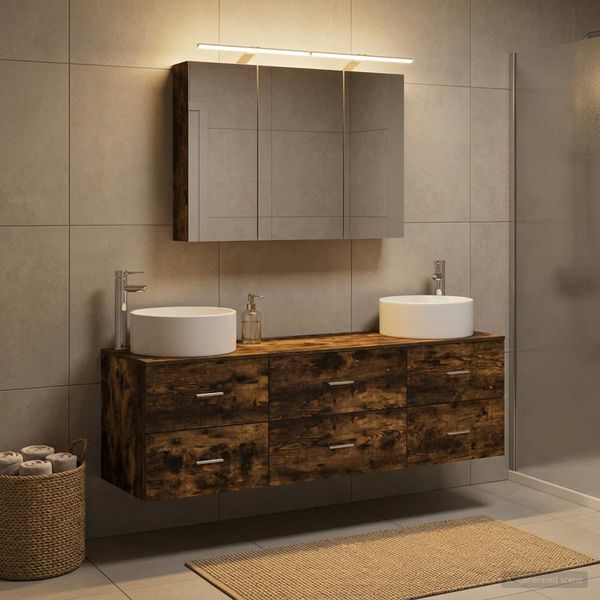 vidaXL Sada kúpeľňového nábytku 4 pcs Dymový dub