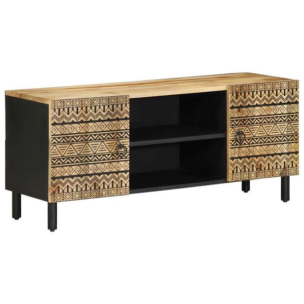 vidaXL TV skrinka čierna 105x33,5x46 cm masívne hrubé drevo mango