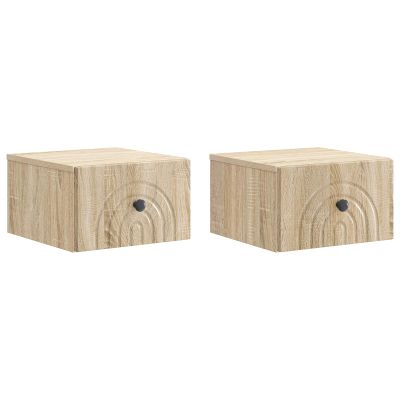 vidaXL Nástenná nočná skrinka 2 pcs Dub sonoma 33 x 34,5 x 20 cm