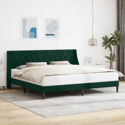 vidaXL Rám postele s čelnou doskou Tmavozelená 180 x 200 cm Zamat