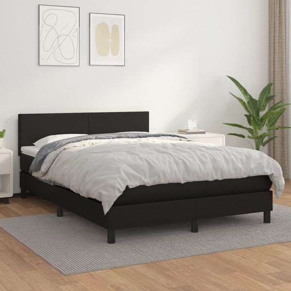 vidaXL Boxspring posteľ s matracom čierny 140x190 cm umelá koža